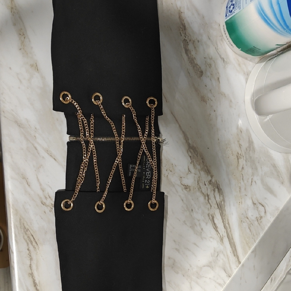 Forever 21 Black Belt with Gold Chain Accents